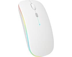 Nuvance Draadloze Muis LED - Bluetooth - Stil - Laptop & Gaming - Draadloos - Computermuis - Links & Rechtshandig - Wit