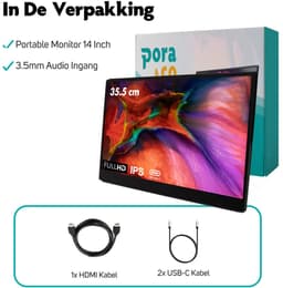 Pora&Co - IPS Portable Game Monitor - Touchscreen - Beeldscherm 14 Inch - HDMI & USB-C - Full HD - Computerscherm - Draagbare Monitor — thumbnail 2