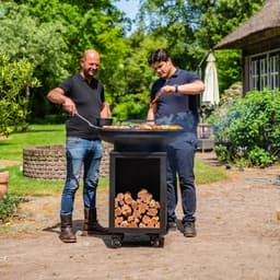 RJRoyal Living BBQ Plancha Grill Hermano XXL Blackline - Met pook en houtopslag Ø80cm 8mm — thumbnail 1