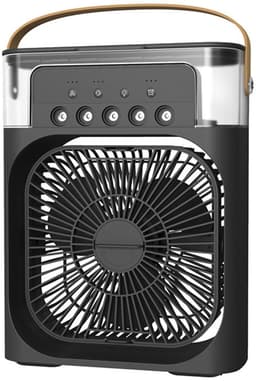 Draagbare Ventilator -met GRATS anti muggenlamp - Led Verlichting Luchtkoeler - Bevochtiger - Tafelmodel - Waterverneveling - Zwart — thumbnail 1