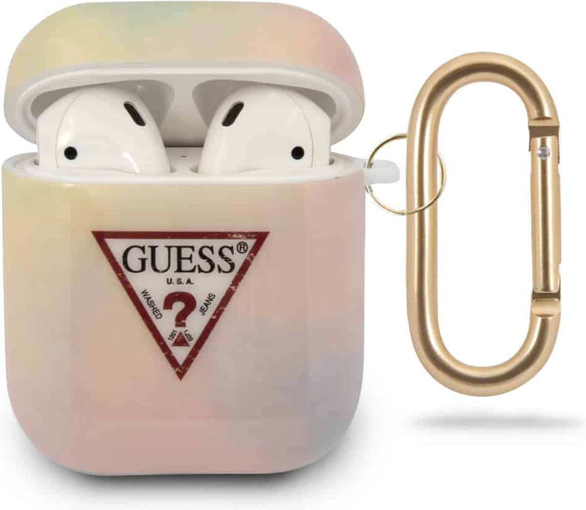 Guess Geschikt voor AirPods 1 en 2 hoesje - Tie en Dye Collection Blauw — afbeelding 1