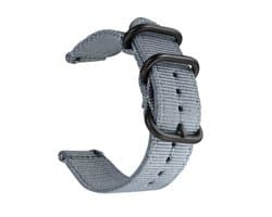 DrPhone SWB1 - Smart Watch Bandje - Roestvrij Staal Gesp - Nylon - 20mm - Grijs