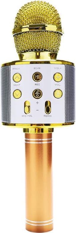 Karaoke microfoon/karaoke set - Joyful things draadloze karaokemicrofoon met ingebouwde speaker, Bluetooth, mp3 functie,  stemhervormer en echo effect-  Goud — thumbnail 5