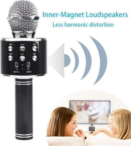 Karaoke microfoon bluetooth draadloos - stemvervormer - karaoke set-  voor kinderen en volwassenen - zwart — thumbnail 3