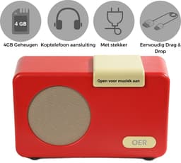OER Muziekspeler voor Ouderen met Dementie (De Perfecte Dementie Radio) - Geschikt voor Muziektherapie - Vergemakkelijkt Mantelzorg - Zelfstandige Bediening - Ruimte voor meer dan 1.500 Nummers - Stevig/Robuust/Kwaliteit - Rood — thumbnail 4