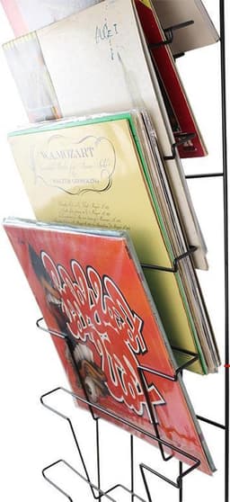 VDD - LP Houder - LP Opbergsysteem - LP Opbergsysteen aan de Muur - LP Opbergrek - Vinyl Opberg - Vinyl Opbergsysteem - Vinyl Houder - Zwart - Max +/- 50 platen - 6 vakken — thumbnail 2