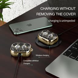 YONO AirPods Pro Premium Hoesje - Hard Case - geschikt voor Airpods Pro 1/2 - Marmer Goud — thumbnail 2