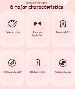 Cat Headphone - Roze - Bluetooth - Draadloze Over Ear Stereo Koptelefoon - Noise Reduction - Katten Oortjes - LED Verlichting — thumbnail 11