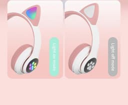 Cat Headphone - Roze - Bluetooth - Draadloze Over Ear Stereo Koptelefoon - Noise Reduction - Katten Oortjes - LED Verlichting — thumbnail 8