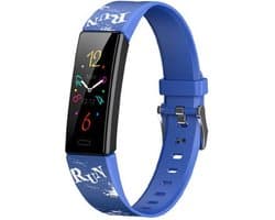 West Watches Model Wood Activity Tracker Stappenteller - Smartband - Sporthorloge Tieners/Kinderen - Blauw - Run
