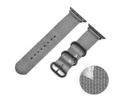 DrPhone SWB1 - Nylon Smartwatch Bandje met Roestvrijstalen Gesp - Geschikt voor Apple Watch 42mm, 44mm, 45mm - Grijs
