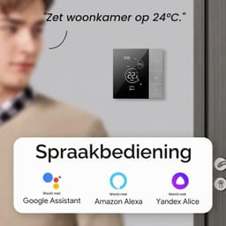 Slimme Thermostaat WiFi voor CV-Ketel - Programmeerbare Kamerthermostaat - Appbediening en Spraakbesturing - Kinderslot - Vorstbeveiliging - Zilver — thumbnail 2