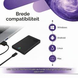 Harde Schijf Extern - Draagbare - 1TB Opslag - Zwart — thumbnail 2