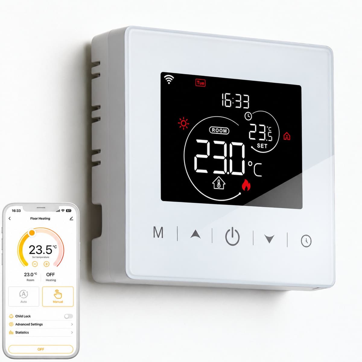 Slimme Thermostaat WiFi voor CV-Ketel - Programmeerbaar - Appbediening en Spraakbesturing - Werkt op 3 AA Batterijen - Vorstbeveiliging - Wit — afbeelding 1