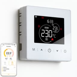Slimme Thermostaat WiFi voor CV-Ketel - Programmeerbaar - Appbediening en Spraakbesturing - Werkt op 3 AA Batterijen - Vorstbeveiliging - Wit — thumbnail 1