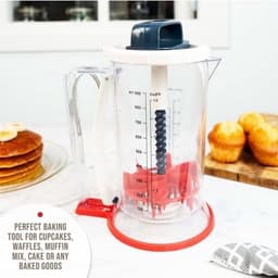 Deegdispenser Mixer - Beslaghouder Bakken - Muffins Pannenkoeken Maken - Nauwkeurig Gieten Ventiel - 900 ml Inhoud - Transparant Zwart Rood — thumbnail 3