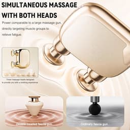 Mini Massage Gun met Dubbele Kop, Draagbare Spiermassagepistool voor Diepe Spiermassage, Compacte Handheld Massager voor Spierontspanning, Thuis, Kantoor en Reizen, Cadeau voor Mannen en Vrouwen, Goud — thumbnail 3