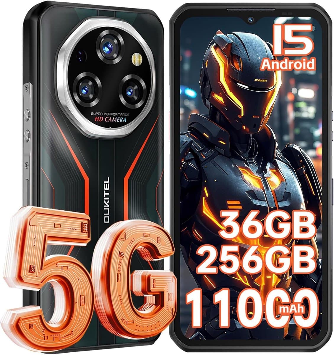 OUKITEL WP55 Outdoor Smartphone 36GB RAM-256GB ROM-11000mAh batterij-108MP Camera-6.6 inch FHD-5G — afbeelding 1