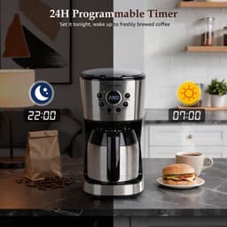 Taylor Swoden Koffiezetapparaat Filterkoffie - Instelbare Sterkte - Warmhoudfunctie - Anti-Drup - 10 koppen - Zwart/rvs — thumbnail 3