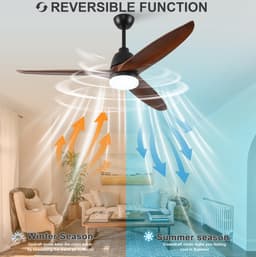 Hyundai Plafondventilator Met Verlichting – 142 cm – Hout En Metaal – Zwart En Walnoot – 3 Bladen, 6 Snelheden En Afstandsbediening — thumbnail 2