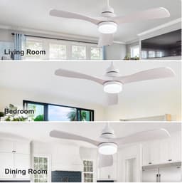 DESMIU Plafondventilator – Stille DC-Motor Met Verlichting – 107 cm – ABS – Wit – 6 Snelheden Met Omkeerbare Draairichting — thumbnail 4