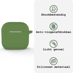 Case - Geschikt voor Apple AirPods 5 - Siliconen Hoes met Clip - Silicone Hoesje Cover - Donkergroen — thumbnail 3