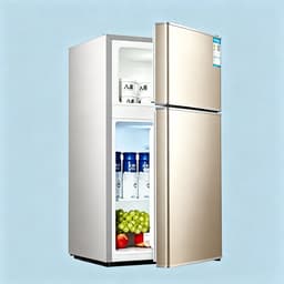Mini koelkast met vriesvak 43 liter dubbele deuren compact model scheidbare koel en vriesruimte voor langdurige versheid geschikt voor slaapkamer keuken kantoor en studentenkamer goud 35.5*39*67cm — thumbnail 5