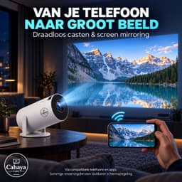 Cahaya Core - 4K ondersteuning - Pro versie - Mini Beamer - mini projector - draagbare beamer - projector / beamer - Geïntegreerd Android 14.0 systeem - Screen mirroring smartphone - Home cinema — thumbnail 4