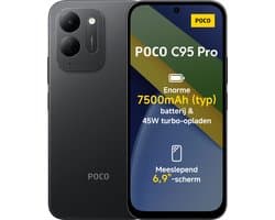 Xiaomi POCO C95 Pro - 6GB RAM - 128GB - Black - 7500mAh batterij met 45W turbo-opladen - Aangedreven door 45W turbo-opladen - Meeslepend 6.9" display