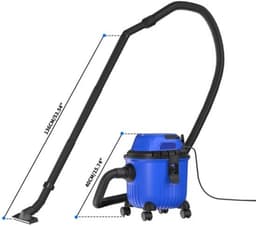 Stofzuiger voor nat en droog gebruik - Waterstofzuiger - Zuiger voor water - Stofzuiger voor water - 30 KPa - 1800 Watt - Waterreservoir met een inhoud van 15 liter - Blauw - 4 draaiwielen — thumbnail 2