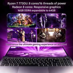 Laptop AMD Ryzen 7 7730U - 16GB RAM 512GB SSD - 15,6 Inch IPS Full HD - Windows 11 - Zwart — thumbnail 2