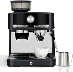 Kunststof Espressomachine met Bonenmaler en Porthouder - Melkopschuimer - 42x40x48cm - Halfautomatische Koffiemachine - 20 Bar Druk - 1.5L Watertank - Zwart — thumbnail 1