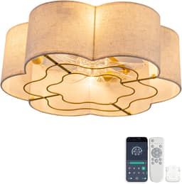 Plafondventilator met Verlichting 50x50x20 cm – Ventilatorlamp met LED-Verlichting – Modern Design – Voor Slaapkamer – Koper — thumbnail 1