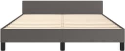 Bedframe met hoofdeinde, grijs, 140 x 190 cm, kunstleer, hotelbedframe, logeerkamer, bedframe voor slaapkamer, hotel, logeerkamer — thumbnail 5