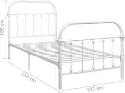 Bedframe metaal wit 90x200 cm stevig metalen ledikant met lattenbodem voor slaapkamer klassiek eenvoudig te monteren comfortabel slapen — thumbnail 4