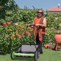 Handgrasmaaier – Handmaaier – Kooimesmaaier – Duwgrasmaaier – Gazonmaaier – 50,8 cm Maaibreedte – 9 Instelbare Maaihoogtes – 65-Mangaan Stalen Messen – Met Opvangzak – Groen — thumbnail 4