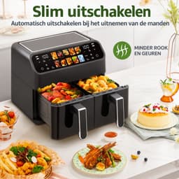 Sellino Airfryer - Mini Oven - Heteluchtfriteuse - Friteuse zonder Olie - 9 Liter - Dubbele Mand - 2000W - LED-Touchscreen — thumbnail 5