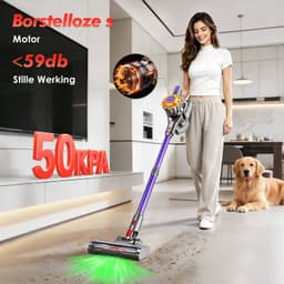 Adormii Steelstofzuiger Draadloos – 50000Pa Sterke Zuigkracht – 60 Min Accuduur – Anti-haarwikkel Vloerborstel – 4 HEPA-filters – 1,6 L Stofreservoir – Groene LED Stofdetectieverlichting – Goud — thumbnail 2