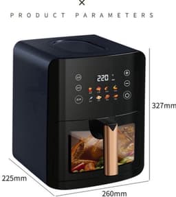 Heteluchtfriteuse Grote Capaciteit - 5 Liter Touchscreen - 1400 W Vermogen - Hittebestendig ABS En Glas - Voor Gezond Vetarm Frituren — thumbnail 3