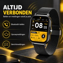 Smartwatch - Smartwatches - Stappenteller - Sporthorloge - Smart watch - Activity Tracker - Dames en Heren - Zwart — thumbnail 2
