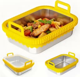 Airfryer voor COSORI heteluchtfriteuse 2 kamers/Ninja heteluchtfriteuse AF400EU/DZ400EU/AF451EU hittebestendig van roestvrij staal 304, krasbestendig, vaatwasmachinebestendig (geel, zonder — thumbnail 1