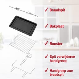 Mini Oven 60 Liter – 2200W – Heteluchtoven met 5 Bakfuncties – Draaispit – 90-230°C — thumbnail 2