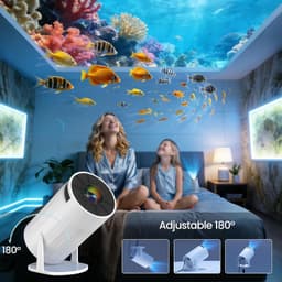 Ondersteunt 1080p 4K, draagbare projector met wifi 6, Bluetooth 5.0, beamer, kleine projector, keystone, 180° draaibaar, draagbaar huis en outdoor projector voor mobiele telefoon/tv-stick — thumbnail 4