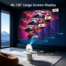 Mini Beamer Wit - Ingebouwde Apps - 4K Ondersteuning - LED Display - HDMI USB Wi-Fi Bluetooth - Voor Thuisbioscoop — thumbnail 3