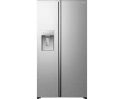 Hisense RS5P528STIE - Amerikaanse koelkast - RVS - No-Frost - 178 cm hoog - 528 liter - Energielabel E - Invriesvermogen 10 kg/24u - Geluidsniveau 40 dB(A) - IJs- en waterdispenser - LED Display - FastFreeze - Deuralarm - Interverter Compressor