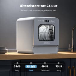 Tafelvaatwasser met 5L Watertank – 9 Wasprogramma’s – 4 Couverts – 75°C Hygiënewas – 1-24 Uur Startuitstel – Compact 37 cm – Wit — thumbnail 5