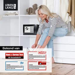 LEBENLANG Kluis - Incl. Brandwerende tas & Noodsleutel I 5 Liter | Brandkluis Met Cijferslot Voor Geld & Sieraden I Wandkluis Inbouwkluis Kleine Safebox — thumbnail 4