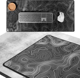 What's Goods - XXL Grote Muismat - 90x40 cm - Topografisch - 4 mm - Zwart — thumbnail 1