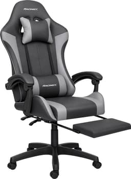 RACINGX- Game Stoel Met Voetsteun - Gaming Stoel - Ergonomische Bureaustoel - Gamestoel - Verstelbaar - Gaming Chair - Zwart / Grijs — thumbnail 4