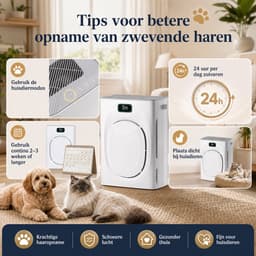 Rosnek Luchtreiniger voor Huisdieren - H13 HEPA + Actief Koolfilter - 350 m³/h CADR - Wasbaar Voorfilter tegen Kattenhaar, Hondenhaar, Pollen & Geuren - PM2.5 - Slaapmodus - Wit — thumbnail 2